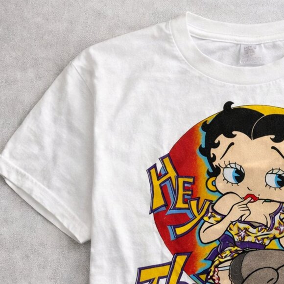 Vintage 80s Betty Boop "Hey This Is 4U" Lover Girl Graphic Tee White - Picture 4 of 5